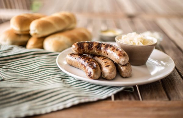 Apple Chicken Sausages with Sauerkraut