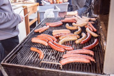 Sausage on the grill at Otto&#039;s Sausage Kitchen